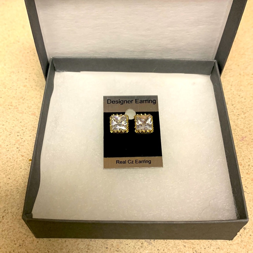 Pair of Real Square Cz Earrings